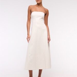 Denim Strapless White Dress